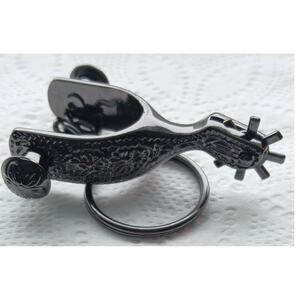 Western Fancy Boot Spur Keychain Bag Charm Black